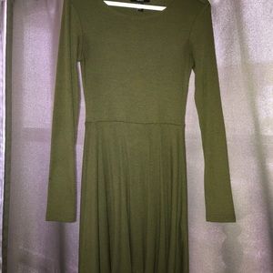 Olive green skater girl dress